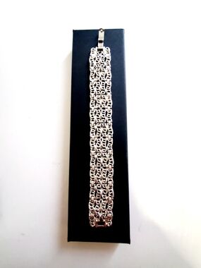 Wide Silver Multi-Row Chain Bracelet